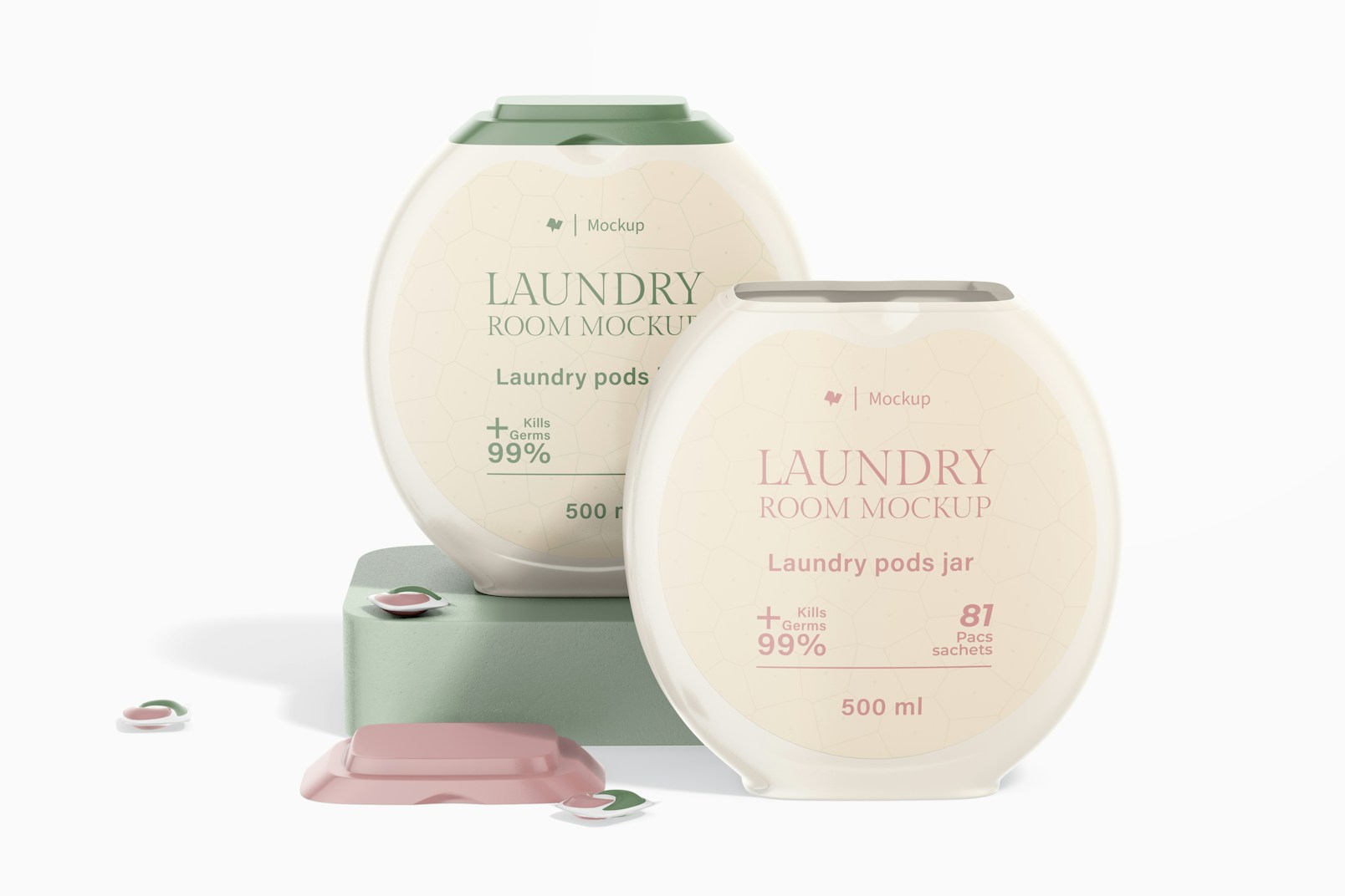 Laundry Pods Jars Mockup, Opened and Closed