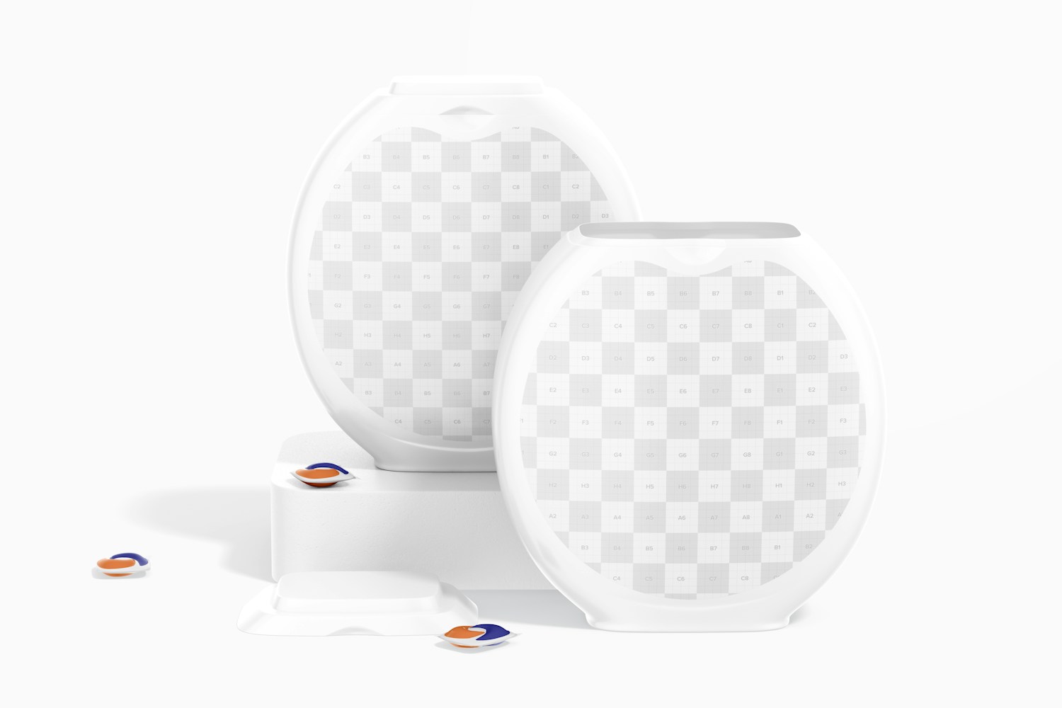 Laundry Pods Jars Mockup, Opened and Closed