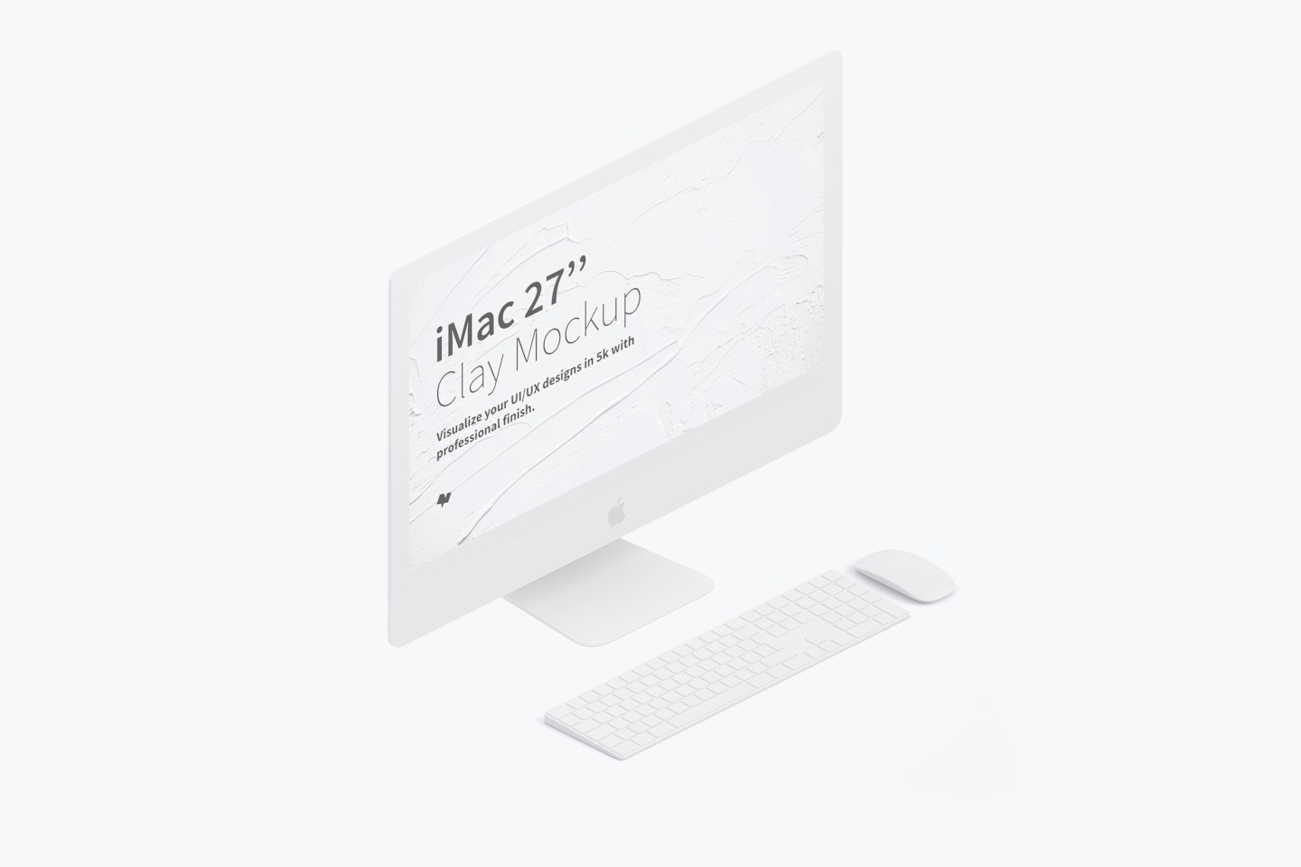 Clay iMac 27” Mockup, Isometric Left View