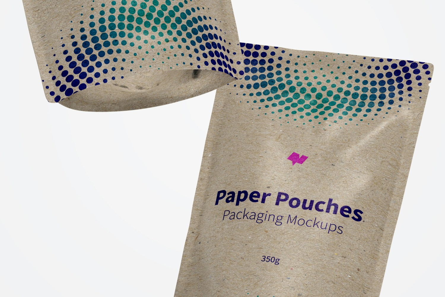 Paper Pouches Packaging Mockup, Floating