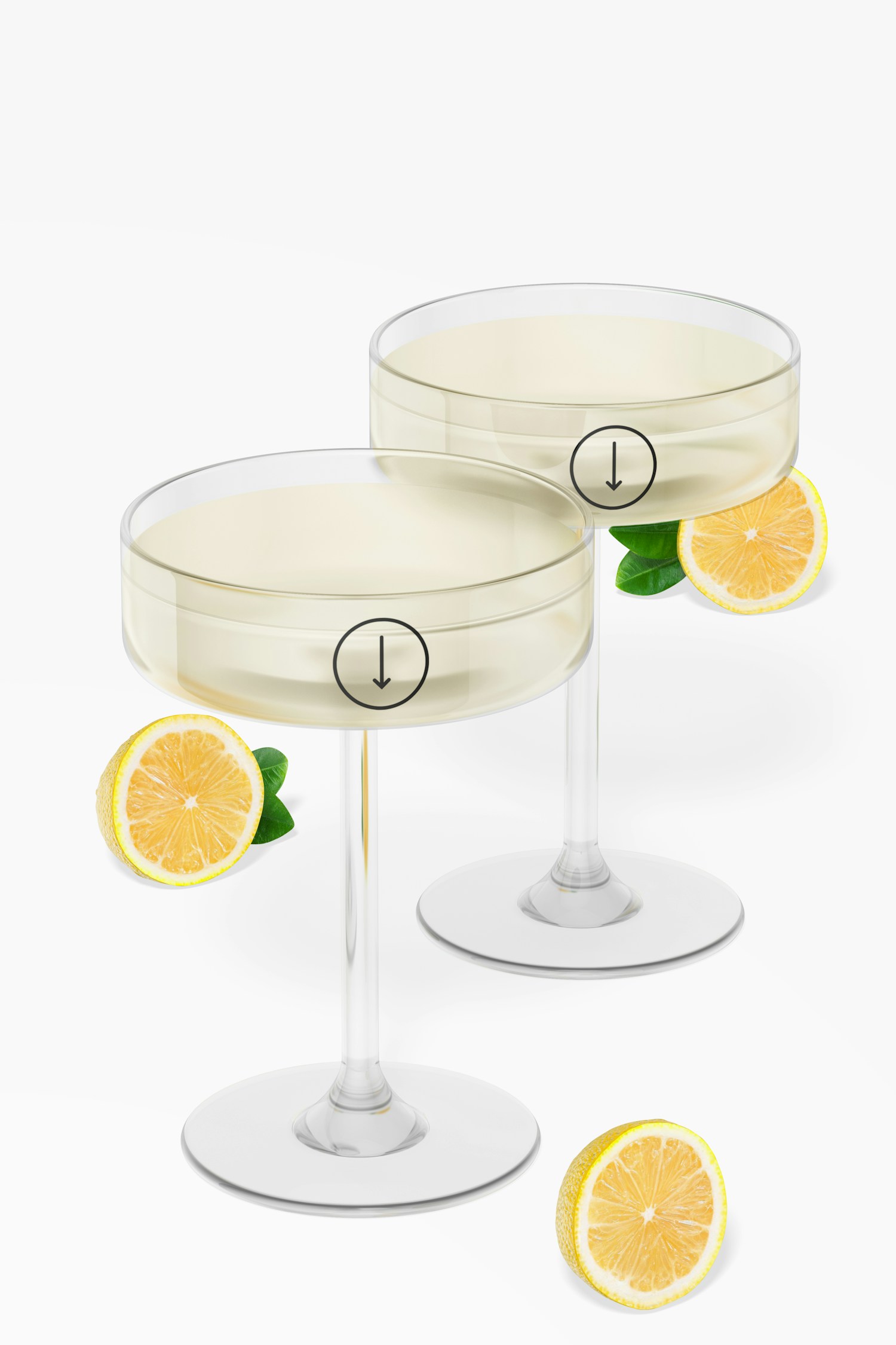 Flat Martini Glasses Mockup, Perspective