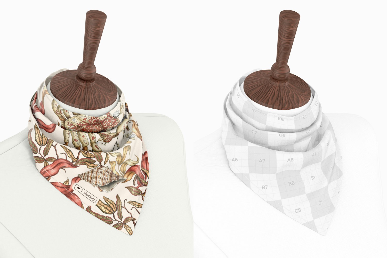 Triangular Scarf Mockup, Perspective View